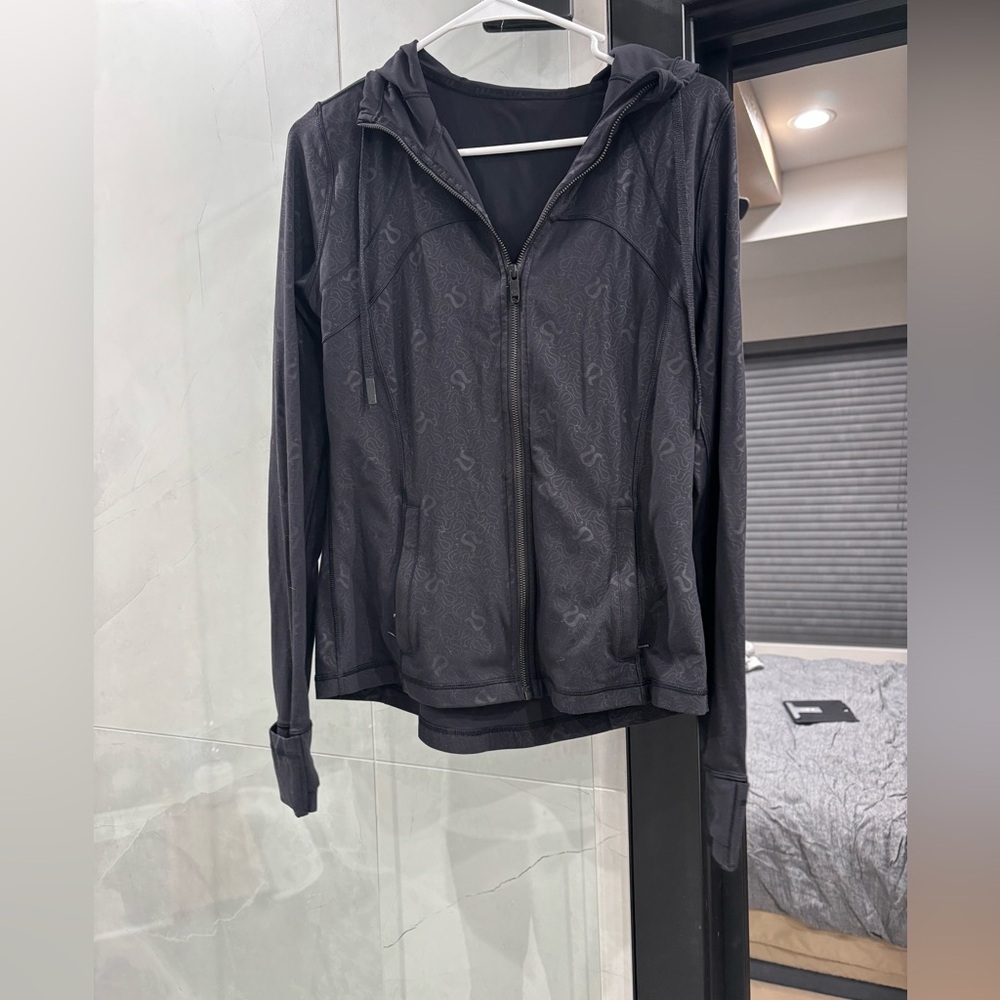 lululemon athletica Black Hooded Zip Bomber Jacket